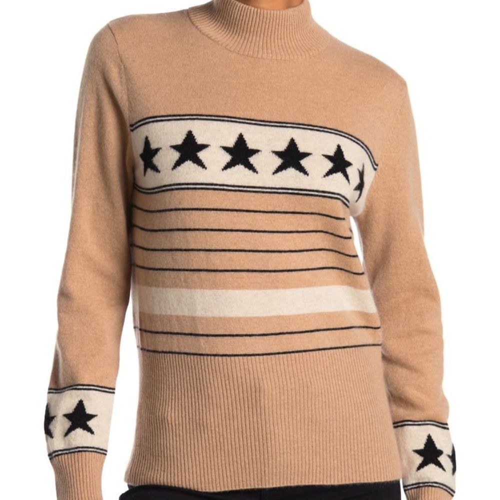 Star Stripe Mock Neck Cashmere Sweater from M Magaschoni